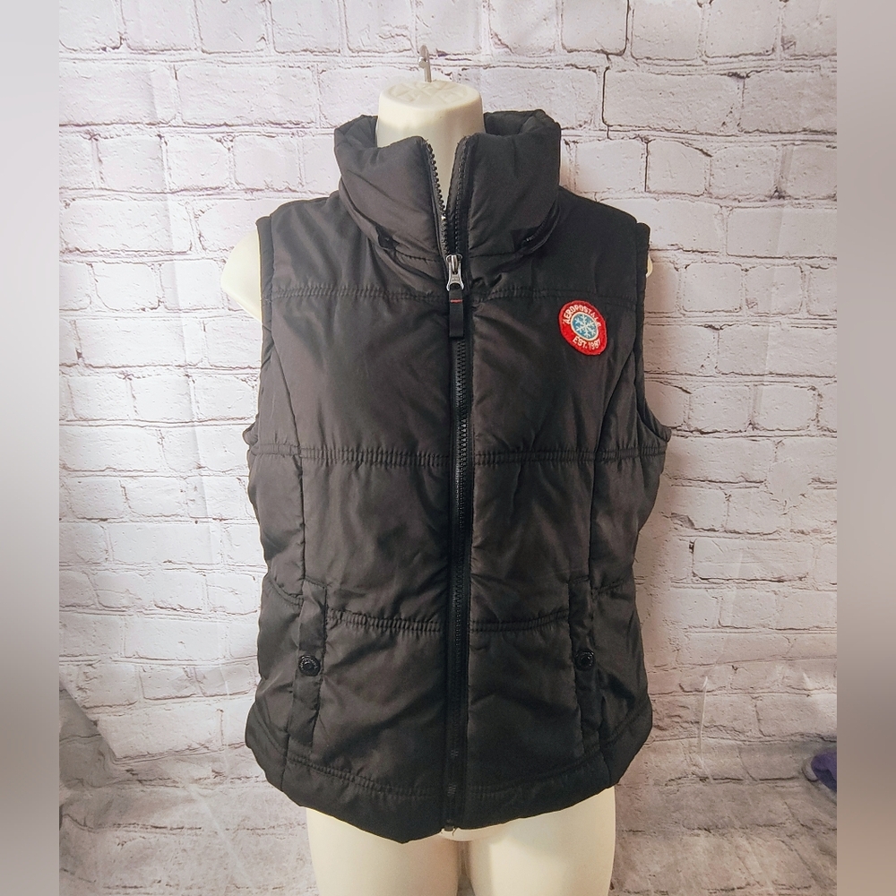 Aeropostale Women's Black Y2K Puffer Vest Jacket